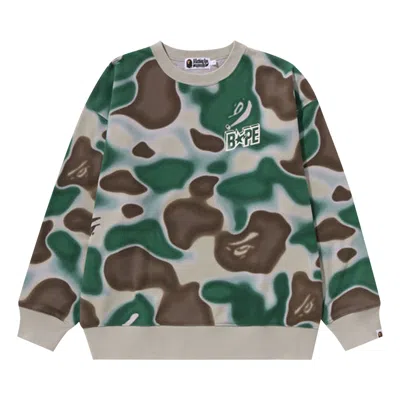 Pre-owned Bape Liquid Camo  Sta Crewneck Sweater 'olive Drab' In Green