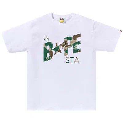 Pre-owned Bape Liquid Camo  Sta Logo Tee 'white' | Men's Size S
