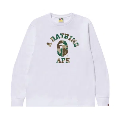 Pre-owned Bape Liquid Camo College Long-sleeve Tee 'white'