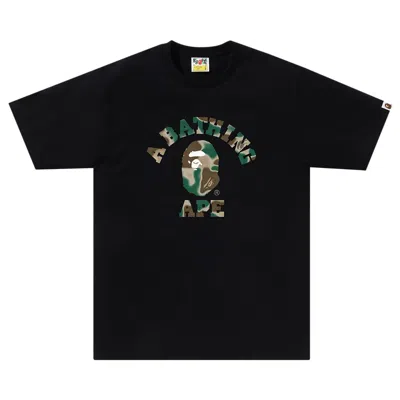 Pre-owned Bape Liquid Camo College Tee 'black/olive Drab'