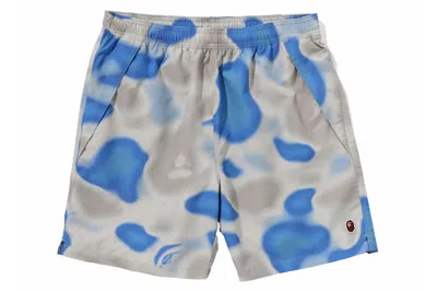 Pre-owned Bape Liquid Camo One Point Beach Shorts Blue