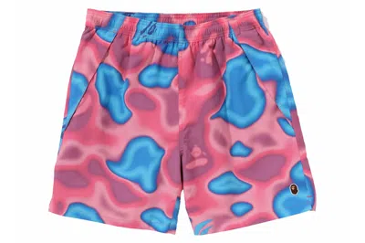 Pre-owned Bape Liquid Camo One Point Beach Shorts Pink