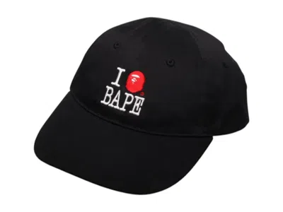 Pre-owned Bape Logo Cotton Twill Cap In Black