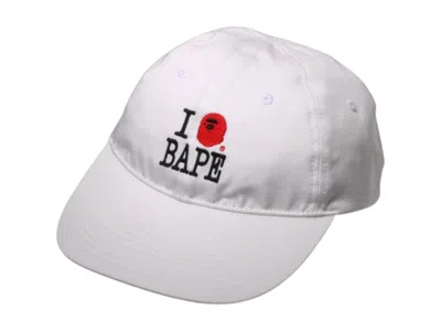 Pre-owned Bape Logo Cotton Twill Cap In White