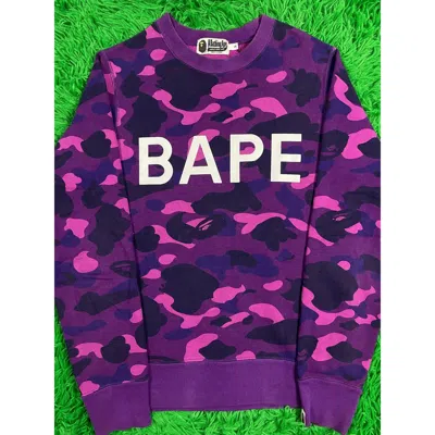 Pre-owned Bape Logo Crewneck Purple Camo Small Used