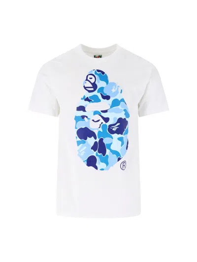 Bape Logo Graphic Cotton T-shirt For Men In White