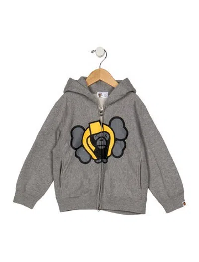 Pre-owned Bape Babies' Logo Hoodie In Grey