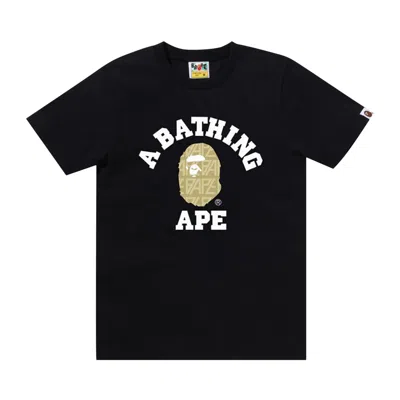 Pre-owned Bape Logo Monogram College Tee 'black/beige' | Women's Size Xl