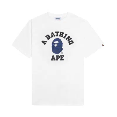 Pre-owned Bape Logo Monogram College Tee 'white/navy'