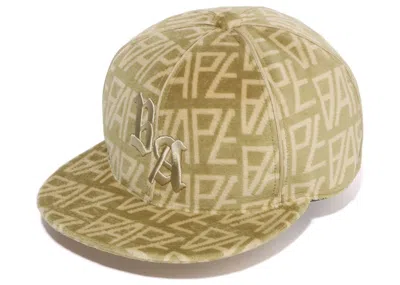 Pre-owned Bape Logo Monogram Velour Cap In Beige In Sand