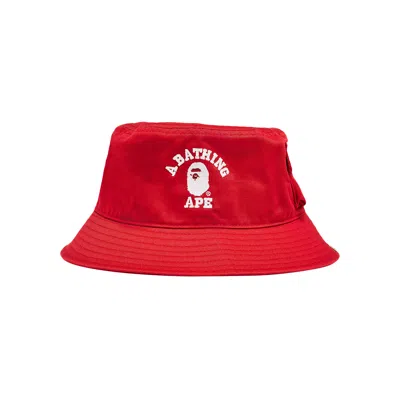 Pre-owned Bape Logo-print Bucket Hat 'red'
