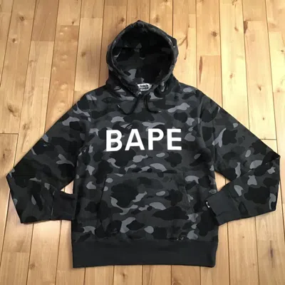 Pre-owned Bape Logo Pullover Hoodie Black Camo A Bathing Ape