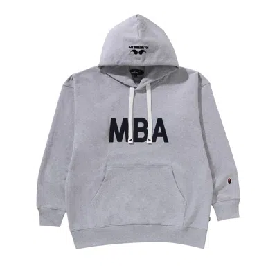 Pre-owned Bape Logo Pullover Hoodie 'grey' In Gray