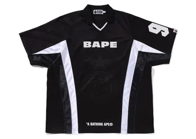 Pre-owned Bape Logo Relaxed Fit Soccer Jersey In Black