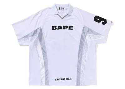 Pre-owned Bape Logo Relaxed Fit Soccer Jersey In White