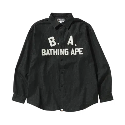 Pre-owned Bape Loose Fit Denim Shirt 'black'