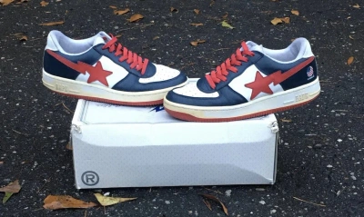 Pre-owned Bape Low Top Stas Shoes In Blue