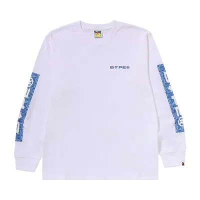 Pre-owned Bape Lux Sport Pattern Logo Long-sleeve Tee 'white' | Men's Size Xxl