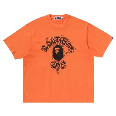 Pre-owned Bape Mad College Garment Dyed Relaxed Fit Tee 'orange' | Men's Size L