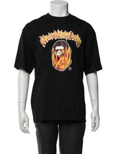 Pre-owned Bape Mad Flame Ape Head Graphic Print T-shirt In Black