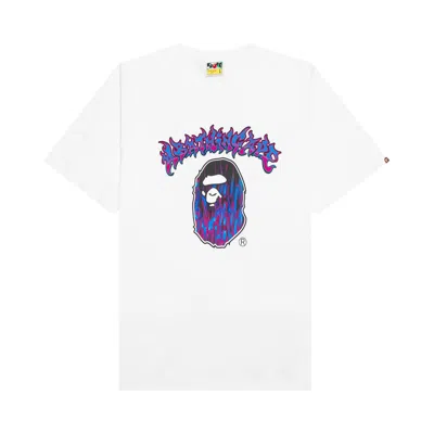 Pre-owned Bape Mad Flame Ape Head Tee 'white' | Men's Size L