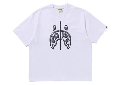 Pre-owned Bape Mad Shark Photo Print Relaxed Fit Tee Shirt In White