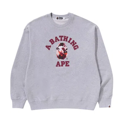 Pre-owned Bape Map Camo College Relax Fit Crewneck Sweatshirt 'grey' | Men's Size S