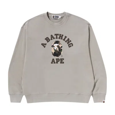 Pre-owned Bape Map Camo College Relax Fit Crewneck Sweatshirt 'olive Drab' | Green | Men's Size L