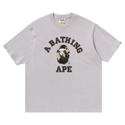 Pre-owned Bape Map Camo College Relaxed Fit Tee 'grey' | Men's Size Xl In Gray