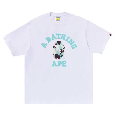 Pre-owned Bape Map Camo College Relaxed Fit Tee 'white' | Men's Size L