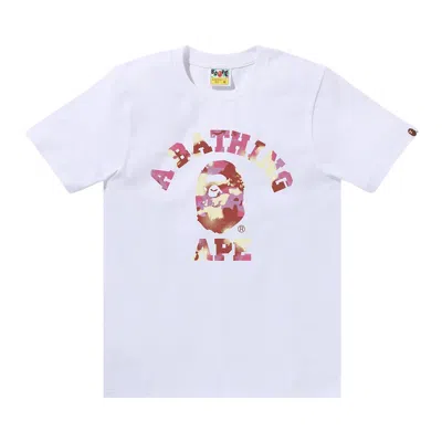 Pre-owned Bape Map Camo College Tee 'white/pink' | Women's Size S