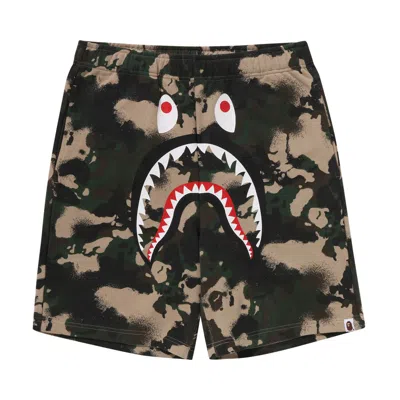 Pre-owned Bape Map Camo Regular Fit Shark Sweatshorts 'green'