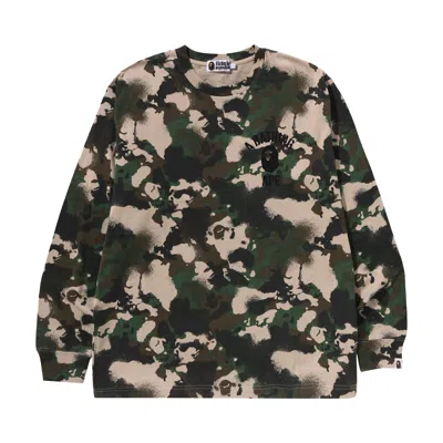 Pre-owned Bape Map Camo Relaxed Fit Long-sleeve Tee 'green' | Men's Size Xl