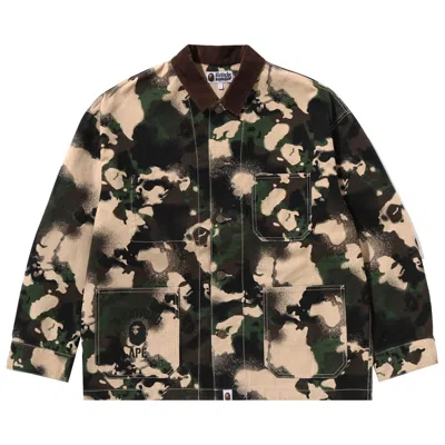 Pre-owned Bape Map Camo Work Jacket 'green' | Men's Size L