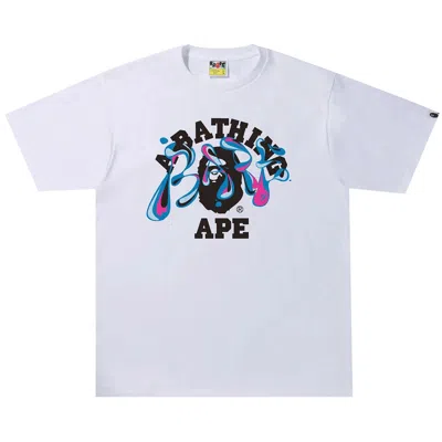 Pre-owned Bape Marble Camo Liquid College Tee 'white' | Men's Size M