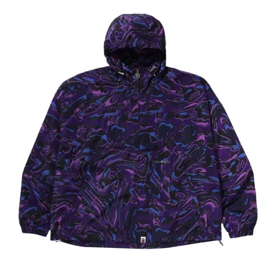 Pre-owned Bape Marbling Camo Bathing Ape Logo Nylon Hooded Jacket 'purple'