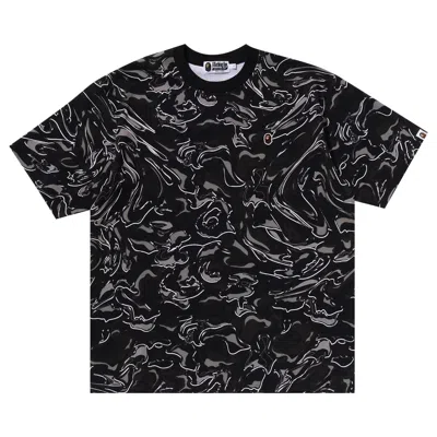 Pre-owned Bape Marbling Camo One Point Relaxed Fit Tee 'black' | Men's Size Xl