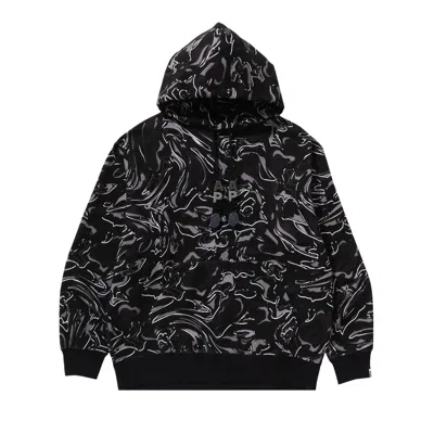 Pre-owned Bape Marbling Camo Relaxed Fit Pullover Hoodie 'black'