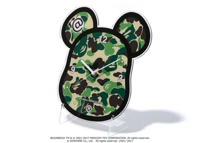 Pre-owned Bape Medicom Toy Abc Bearbrick Clock In Green