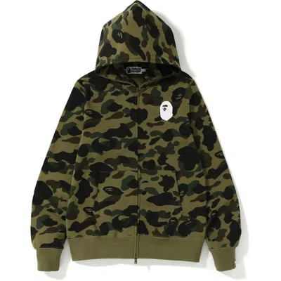 Pre-owned Bape Men 1st Camo Full Zip Hoodie In Green