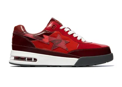 Pre-owned Bape Men's A Bathing Ape  Road Sta Patent Leather (2022) Sneakers In Red/burgundy/white
