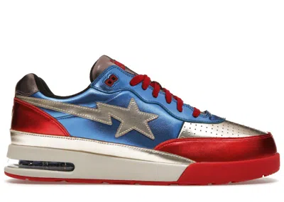 Pre-owned Bape Men's A Bathing Ape  Road Sta Sneakers In Navy Blue/red/gold