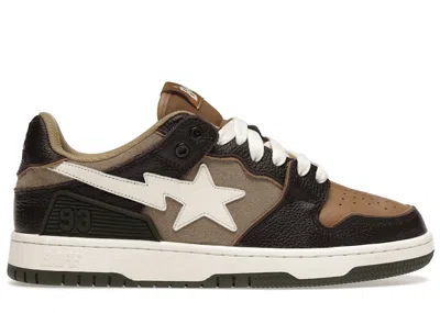 Pre-owned Bape Men's A Bathing Ape  Sk8 Sta Sneakers In Brown/ivory