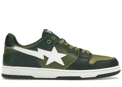 Pre-owned Bape Men's A Bathing Ape  Sk8 Sta Sneakers In Green/khaki/white