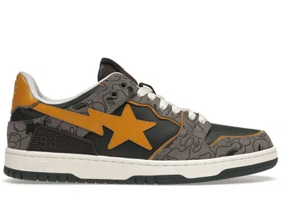 Pre-owned Bape Men's A Bathing Ape  Sk8 Sta Sneakers In Grey/mustard Yellow In Multi