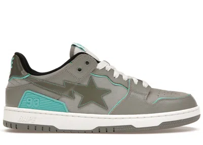 Pre-owned Bape Men's A Bathing Ape  Sk8 Sta Sneakers In Grey/turquoise/white