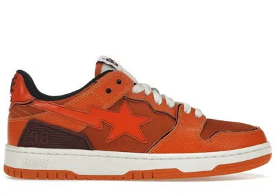 Pre-owned Bape Men's A Bathing Ape  Sk8 Sta Sneakers In Orange/brown/white