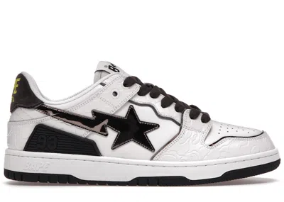 Pre-owned Bape Men's A Bathing Ape  Sk8 Sta Sneakers In White/silver