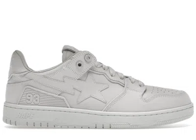 Pre-owned Bape Men's A Bathing Ape  Sk8 Sta Triple Nubuck Sneakers In White