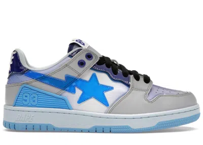 Pre-owned Bape Men's A Bathing Ape  Sk8 Sta White Sneakers In Blue/royal/grey In Multi